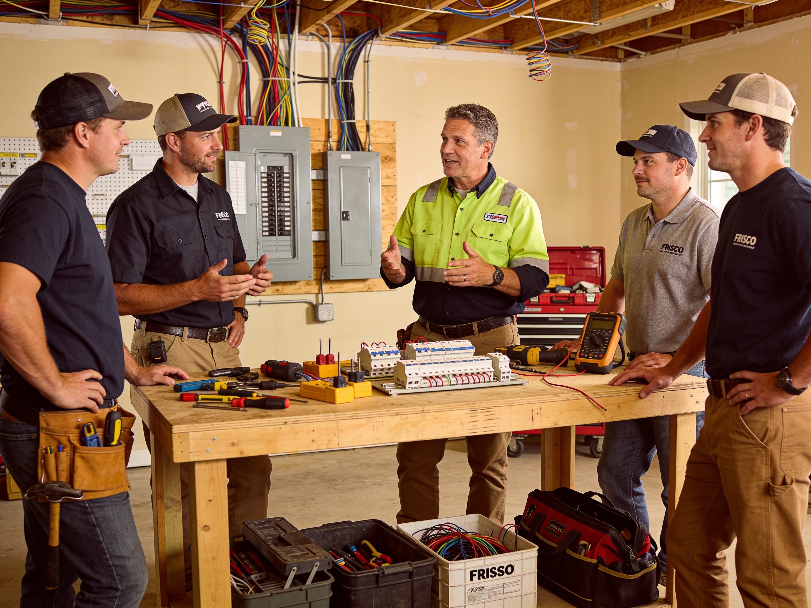 The Electrician Frisco Tx team at work in Frisco